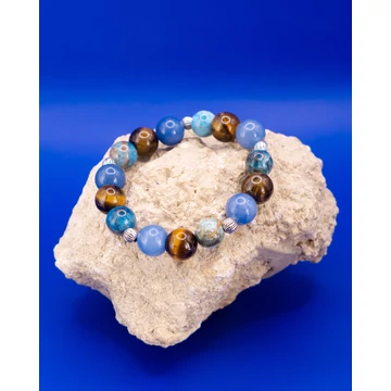 AERIN ásványkarkötő (8mm - kék aventurin, tigrisszem, apatit)