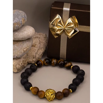 MAREN ásványkarkötő (8mm - fekete obszidián, illatos szantálfa, tigrisszem)