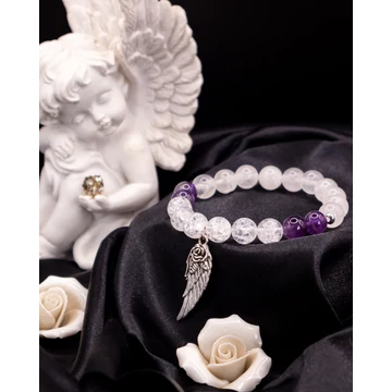 SILENA ásványkarkötő (8mm - roppantott hegyikristály, ametiszt, tejkvarc)