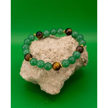 TAVEN ásványkarkötő (8mm - zöld aventurin, tigrisszem)