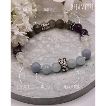 DREAMFYRE ásványkarkötő (8mm - ametiszt, angelit, akvamarin, szelenit, labradorit)