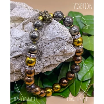 VISERION ásványkarkötő (8mm - pirit, hematit)