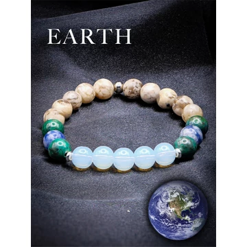 EARTH ásványkarkötő (Föld, 8mm – földpát, apatit, szodalit, azurit)