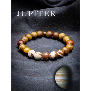 JUPITER ásványkarkötő (8mm rózsafa, szantálfa, elefántbőr jápis, barna zebra jáspis)