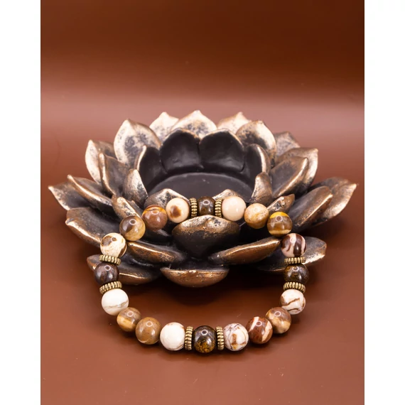 ZERIN ásványkarkötő (8mm - bronzit, barna zebrajáspis)