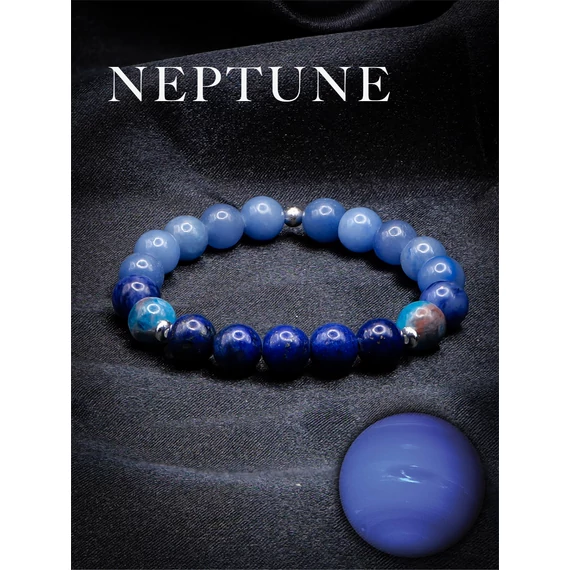NEPTUNE ásványkarkötő (Neptunusz, 8mm – lapis lazuli lazurit, kék aventurin, szodalit)
