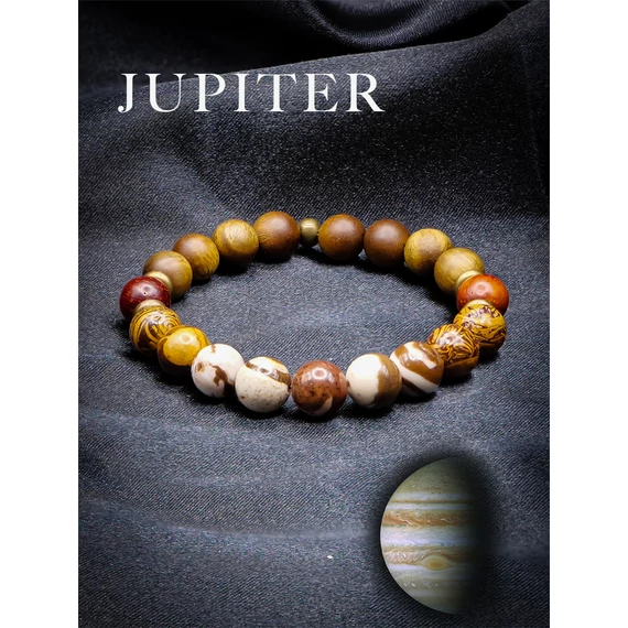 JUPITER ásványkarkötő (8mm rózsafa, szantálfa, elefántbőr jápis, barna zebra jáspis)